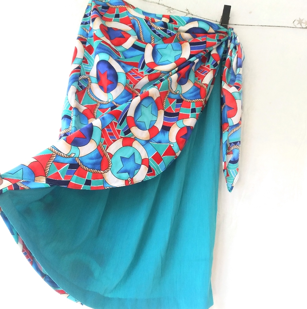 Nautical wrap skirt